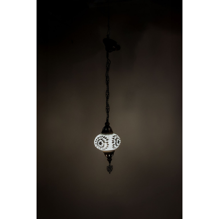 Hanging mosaic white lamp UFO, 70 cm
